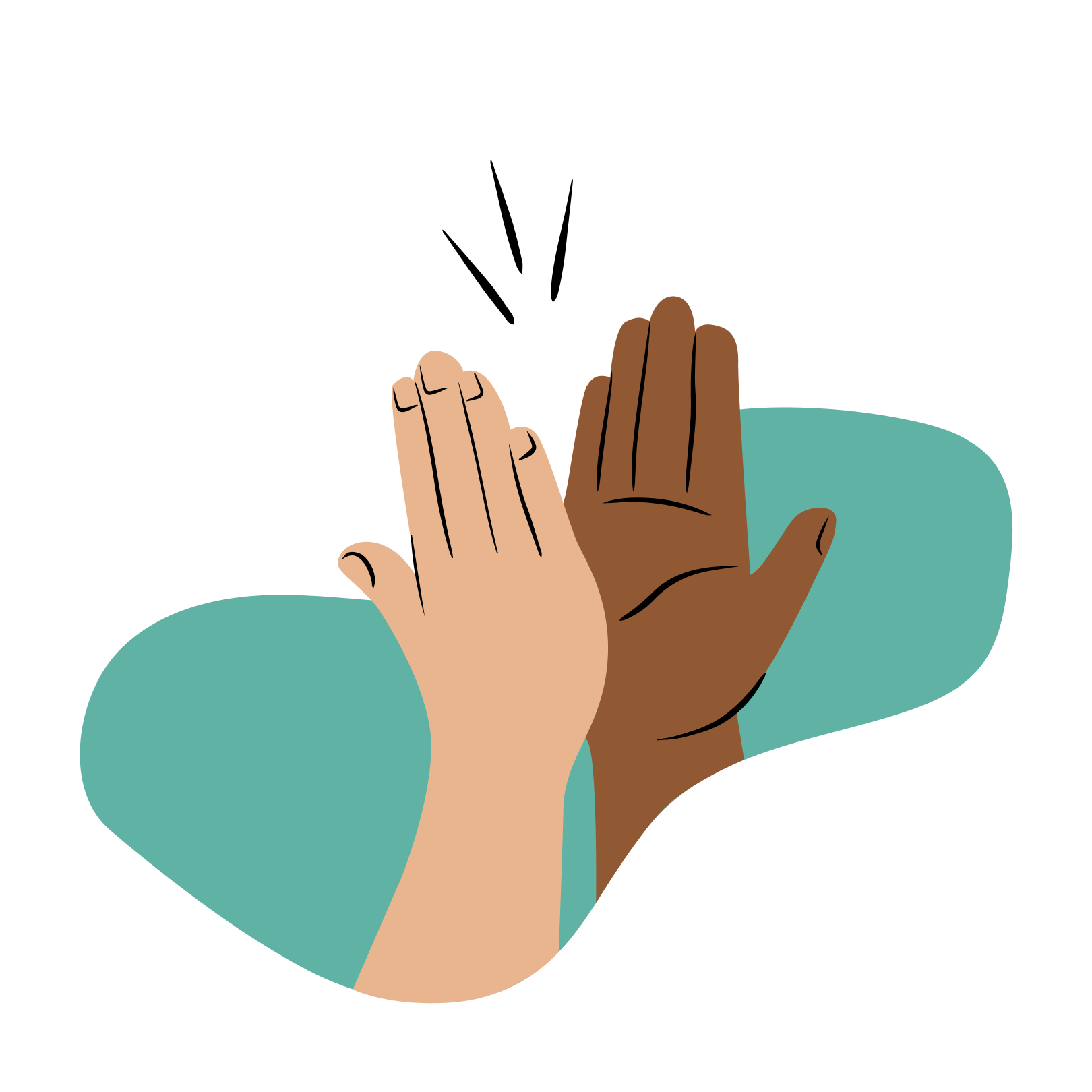 Eine illustrierte Grafik, die zwei Hände zeigt, die als high five einklatschen.